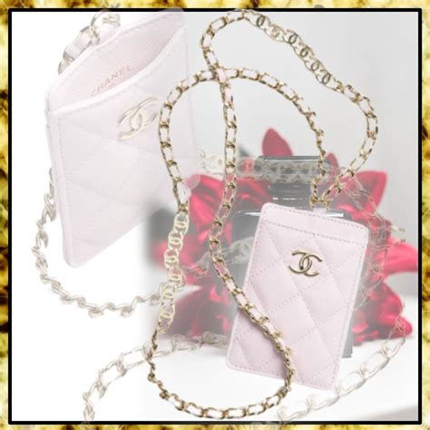 card holder on chain chanel|chanel diamond lock card holder.